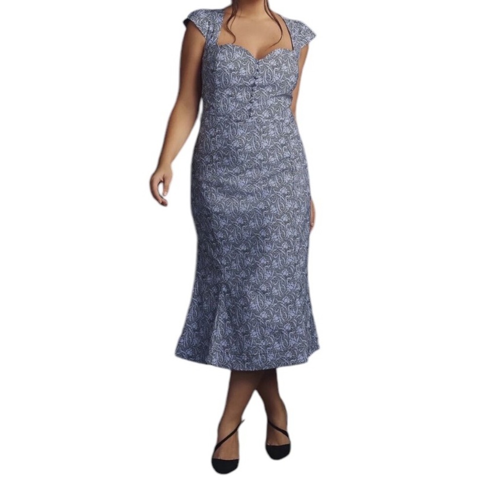 Anthropologie "The Cecily" Sweetheart Neckline Fit & Flare Dress in Viol…
